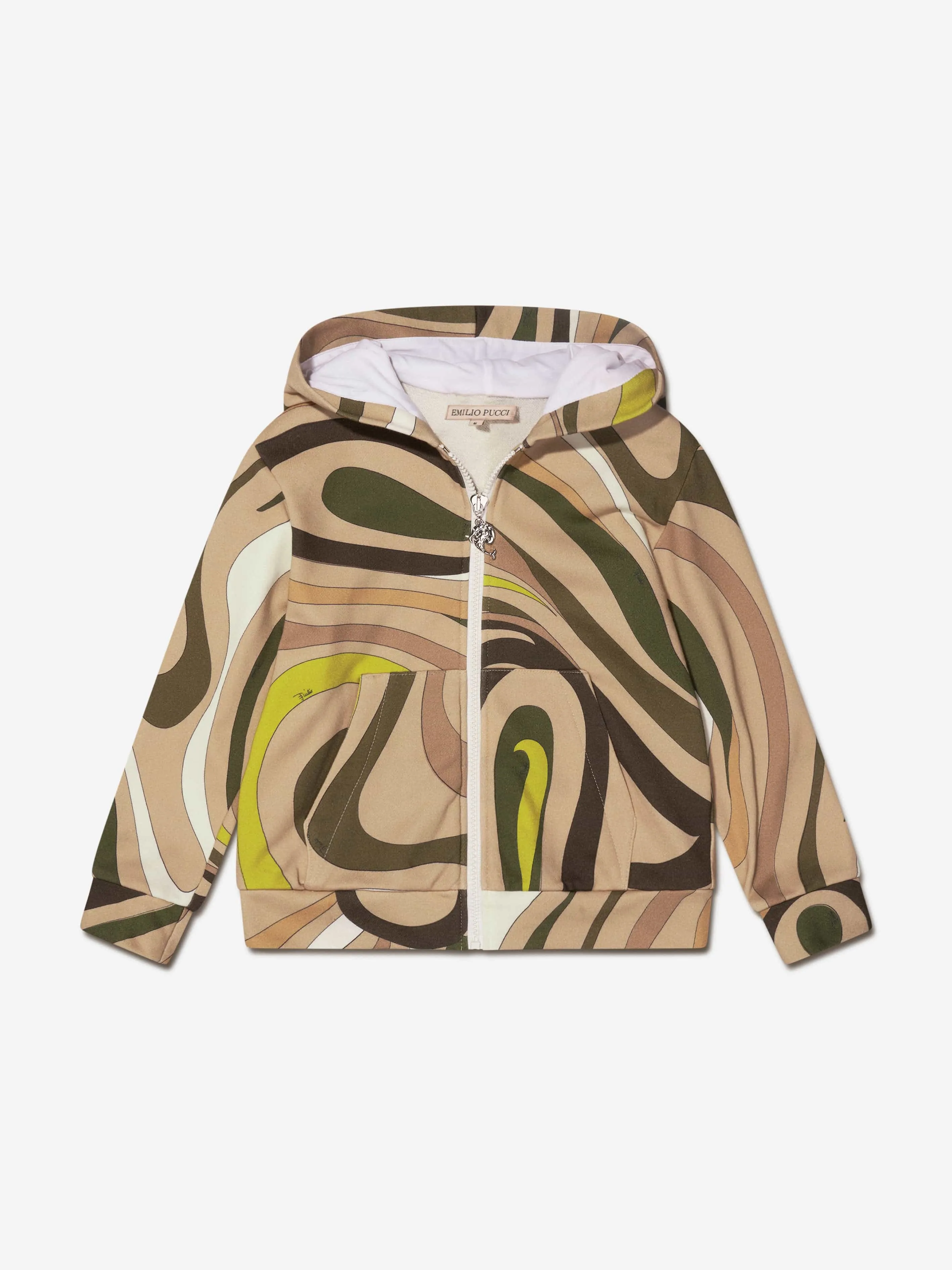 Pucci Girls Marmo Zip Up Hoodie in Green