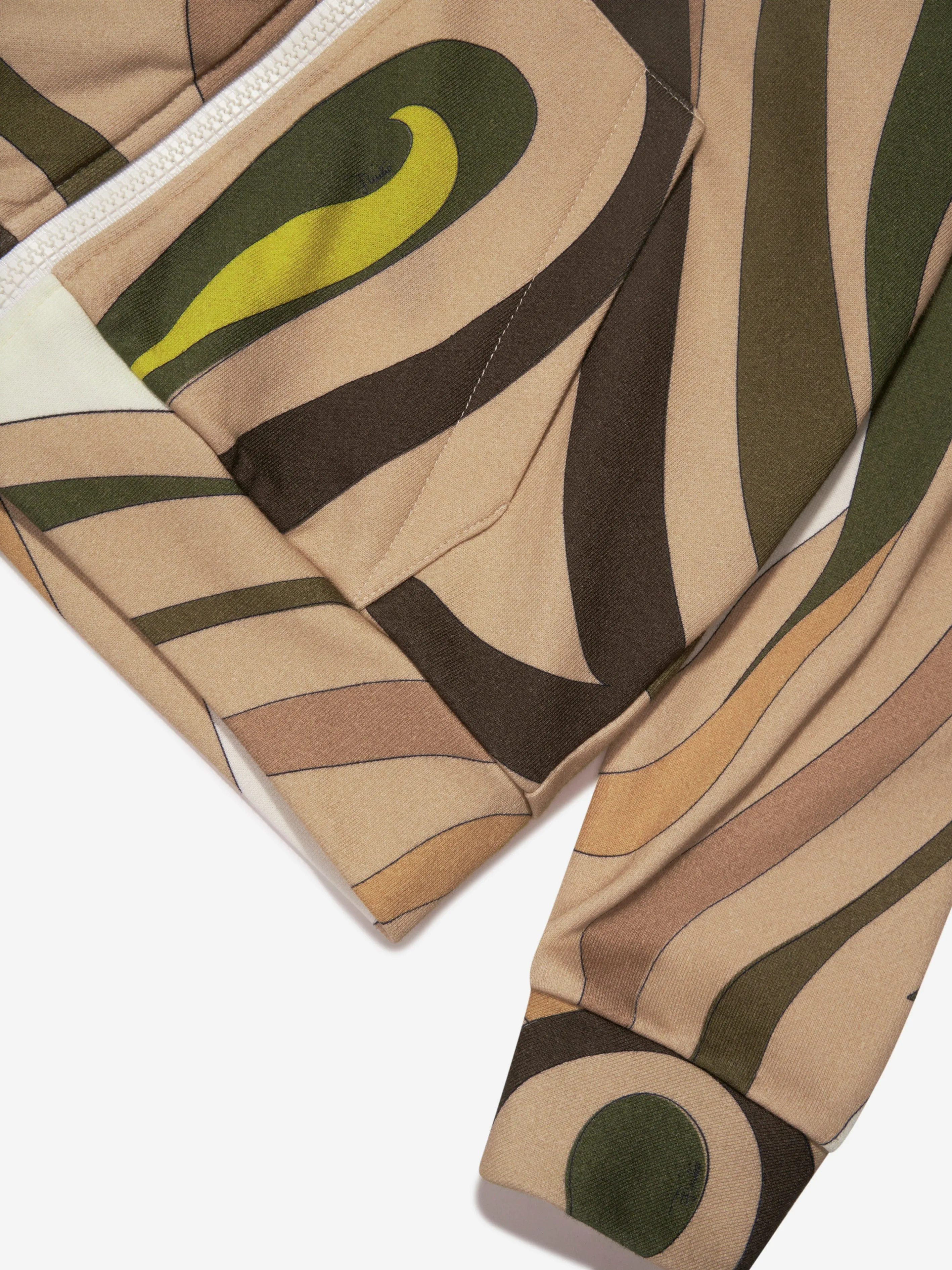 Pucci Girls Marmo Zip Up Hoodie in Green