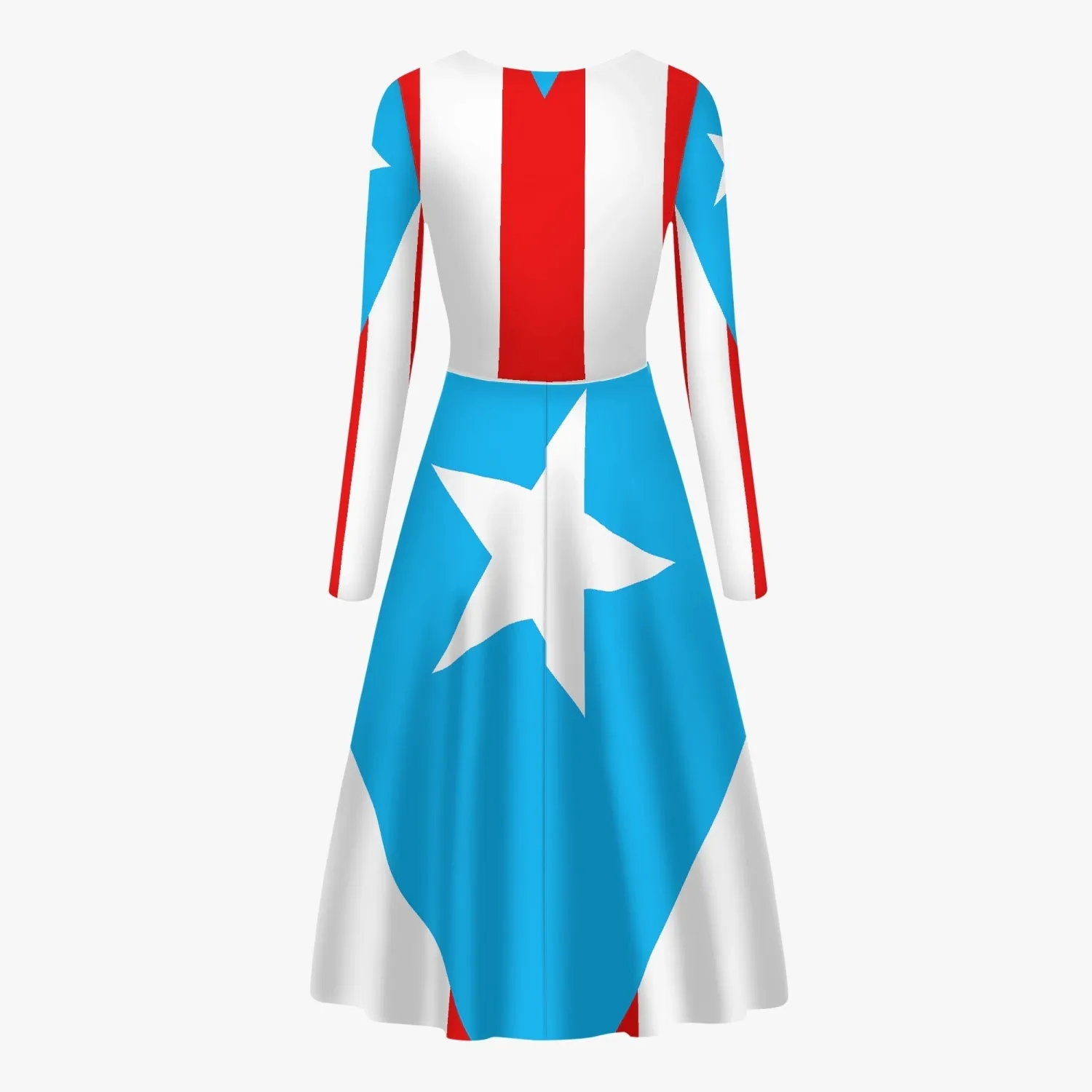 Puerto Rico Light Blue Flag Women’s Long-Sleeve One-piece Dress