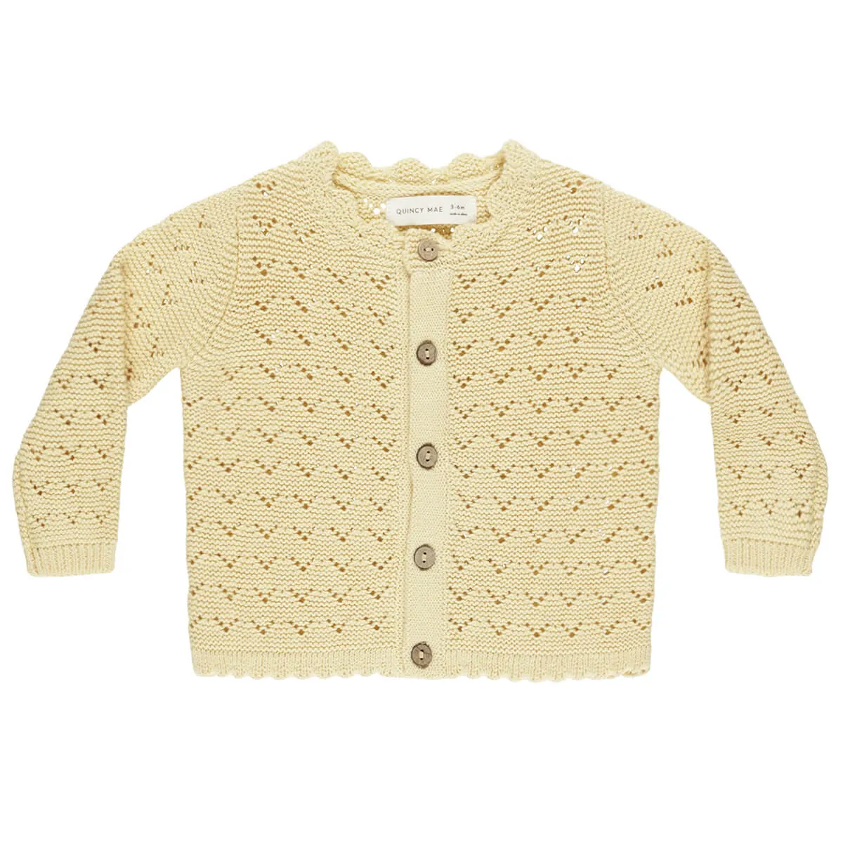 Scalloped Cardigan in Yellow by Quincy Mae