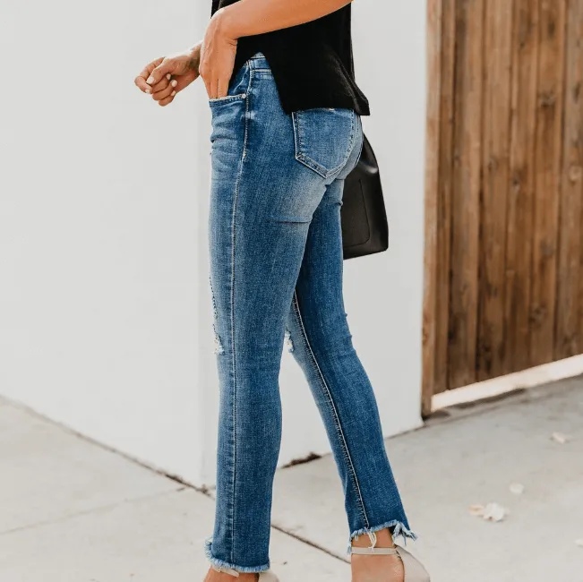 Sexy High Waist Skinny Ripped Denim Pants