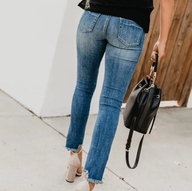 Sexy High Waist Skinny Ripped Denim Pants