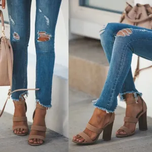 Sexy High Waist Skinny Ripped Denim Pants