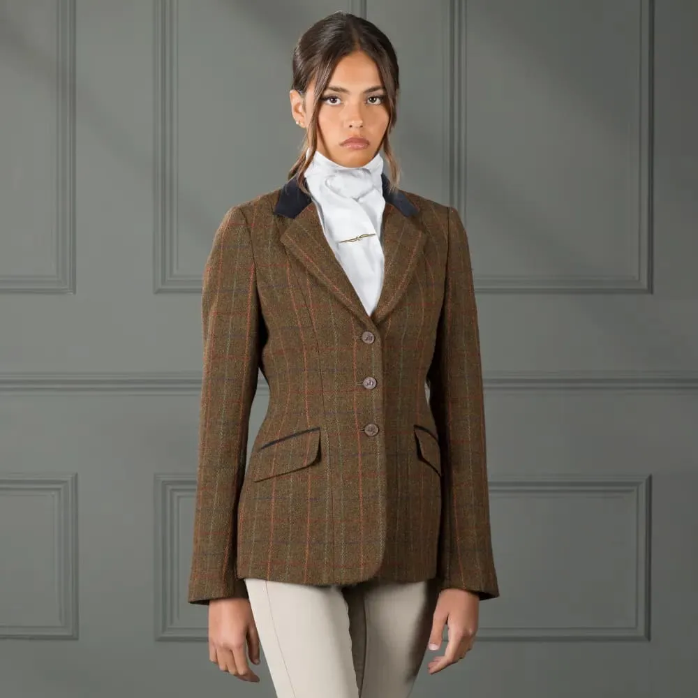 Shires Aubrion Ladies Saratoga Tweed Jacket Rust Check