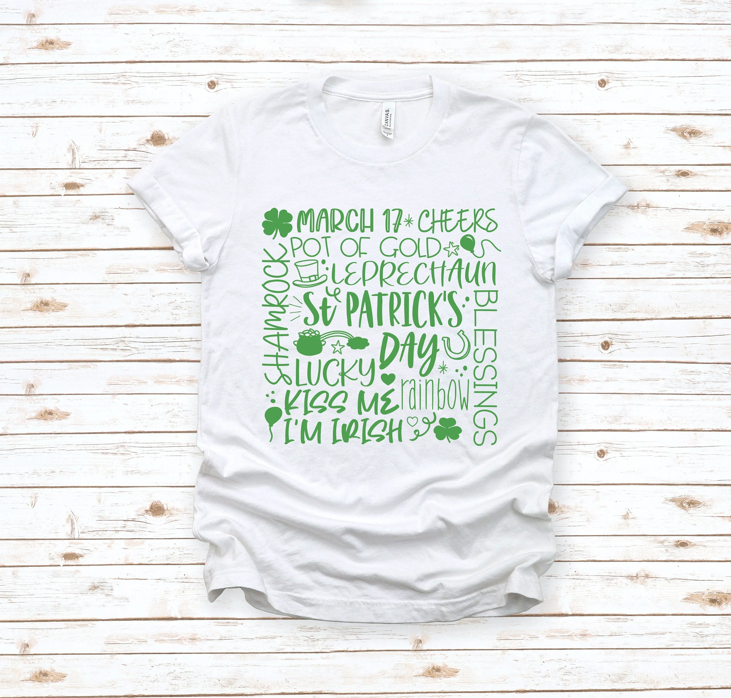 St. Patrick's Day Subway Words Typography Adult T Shirt - St. Patrick's Day Shirt - Lucky - Green