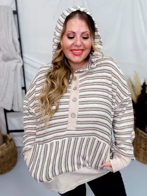 Textured Striped Jacquard Hooded Sweatshirt FINAL SALE