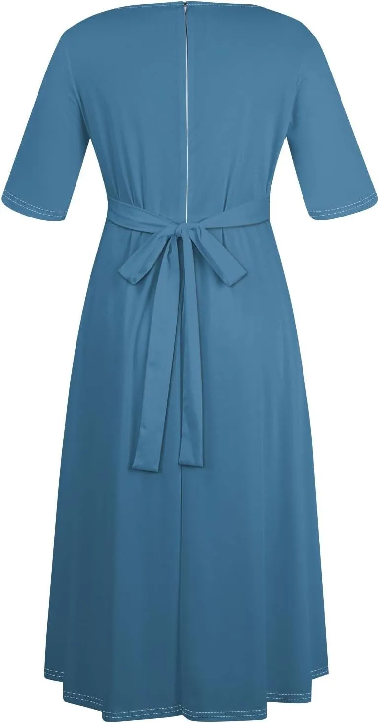 Trendy Plus Size Maxi Dresses for Women Formal Long Sleeve Elegant Floral 3/4 Sleeve Ruched Flowy A Line Long Dress