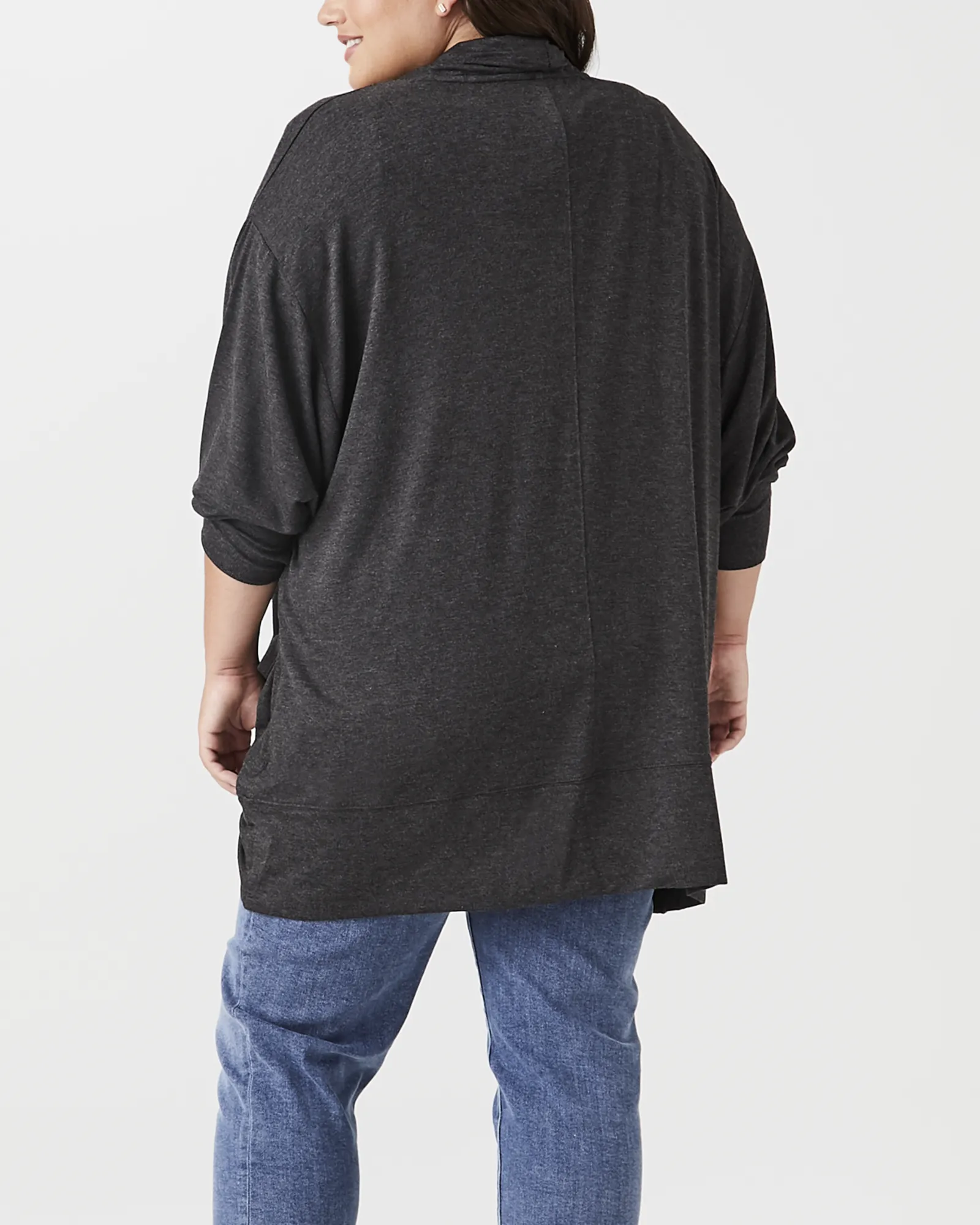 Tweedia Round-Hem Cardigan | Charcoal Grey