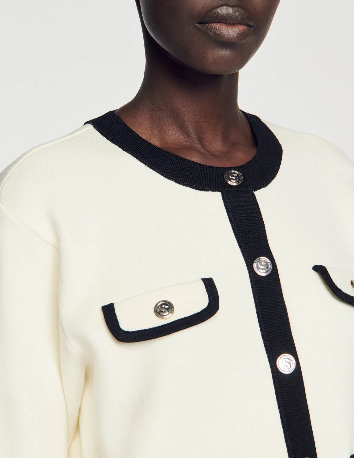 Two-Tone Cardigan With Buttons