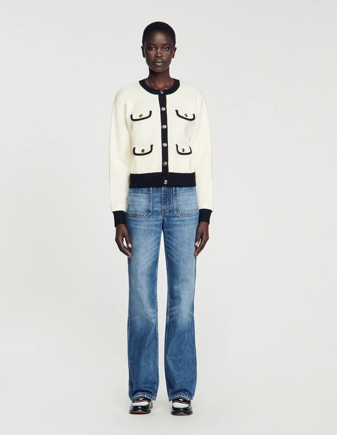 Two-Tone Cardigan With Buttons