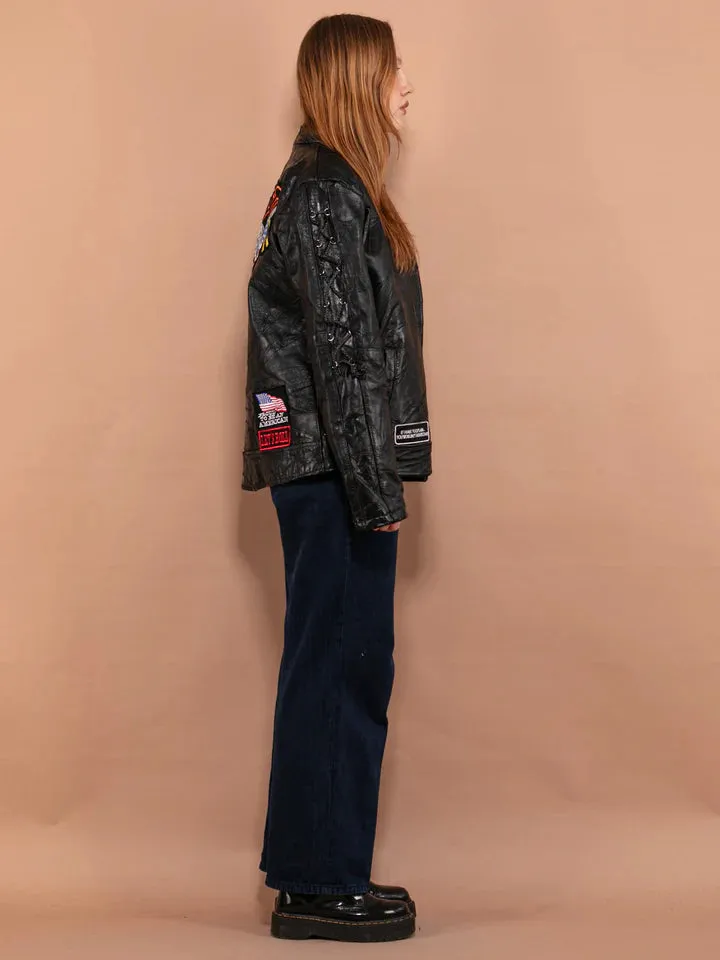 VINTAGE WOMEN LEATHER BIKER JACKET by TJS