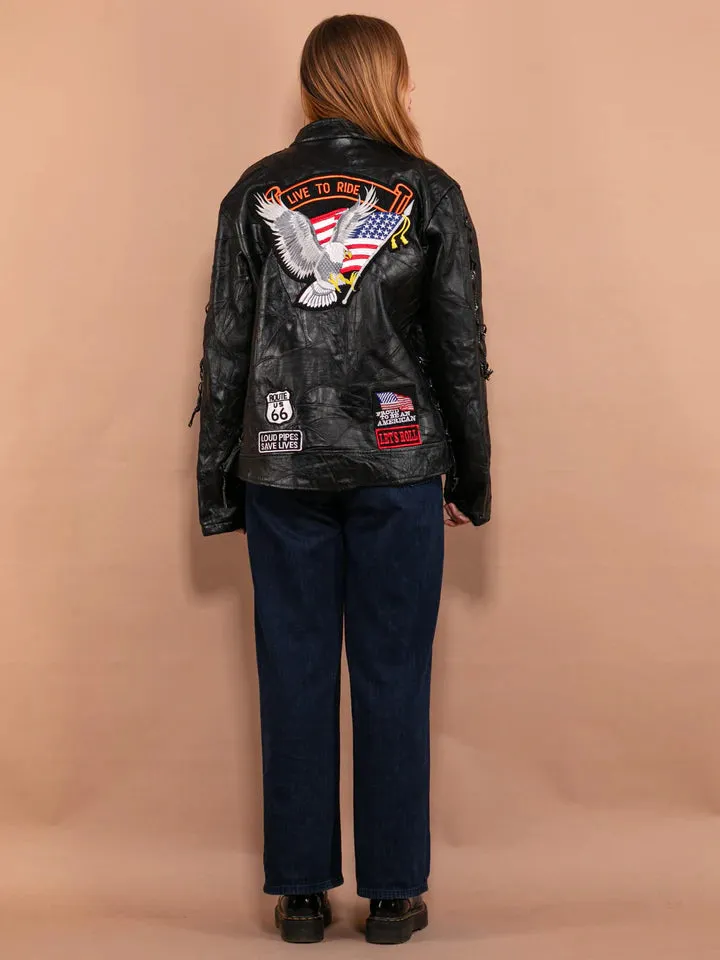 VINTAGE WOMEN LEATHER BIKER JACKET by TJS