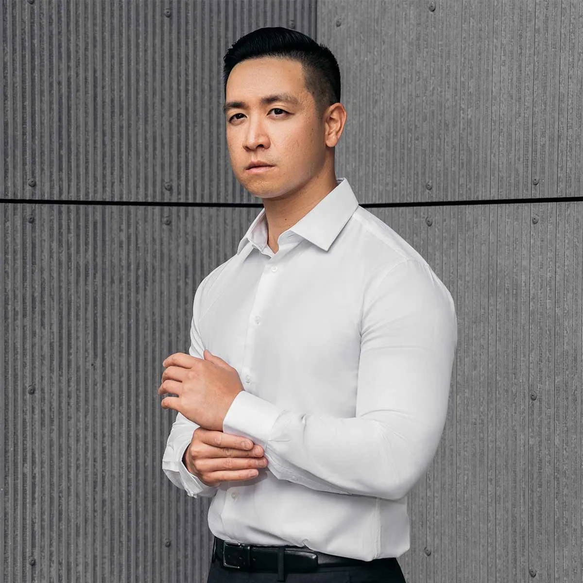 White Button Up Collar Dress Shirt | The Bai