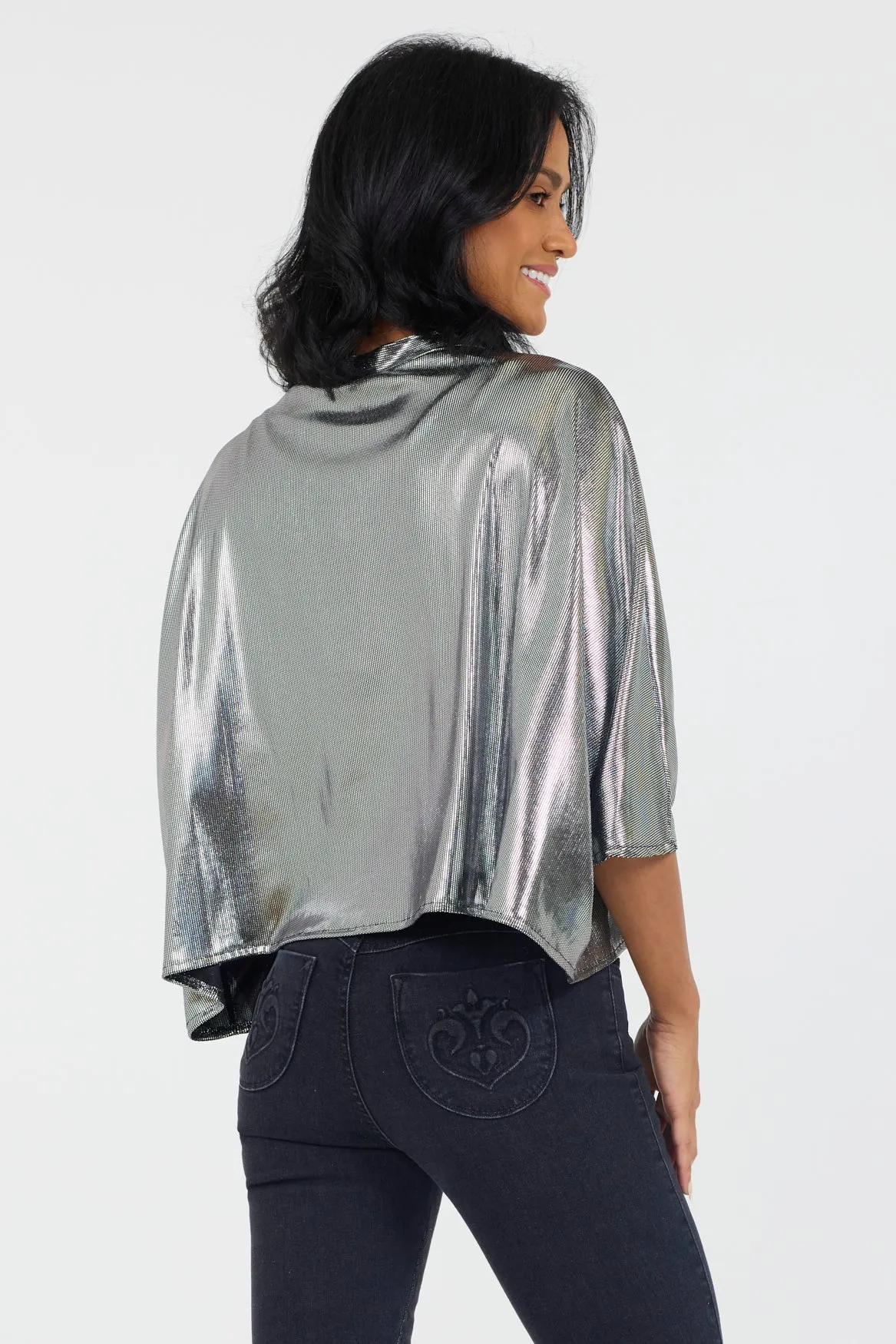 Whitney Metallic Batwing One Button Jacket