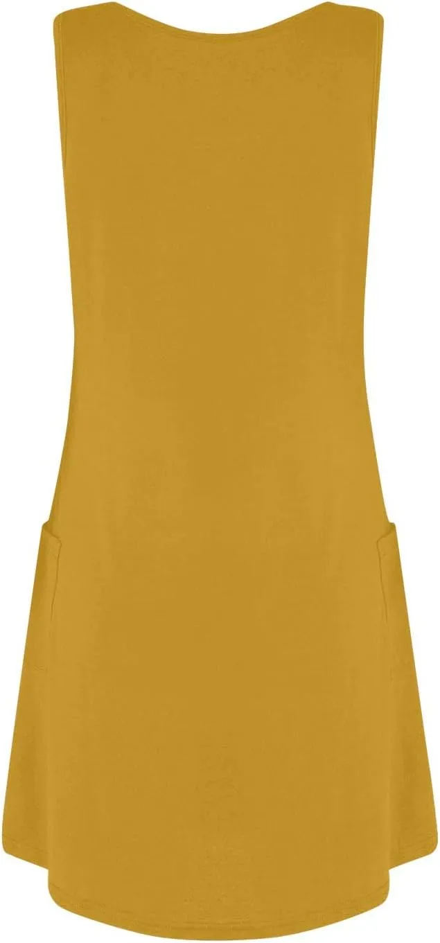 Women's Casual Sleeveless Color Block Summer Dress with Pockets Comfortable Loose Fit for Beach and Daily Wear