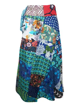 Womens Multicolor Wrap Skirt, Beach Hippy Patchwork Cotton Skirts, One size