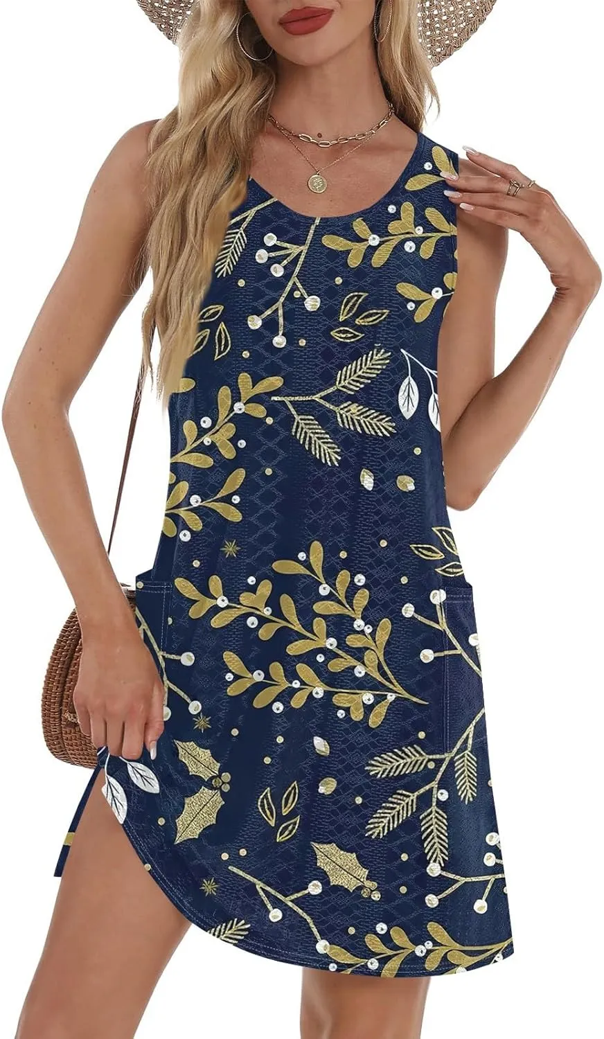 Womens Summer Casual Mini Dress Sleeveless Sundress 2025 Fashion Flowy Boho Beach Swimsuit Vacation Dresses