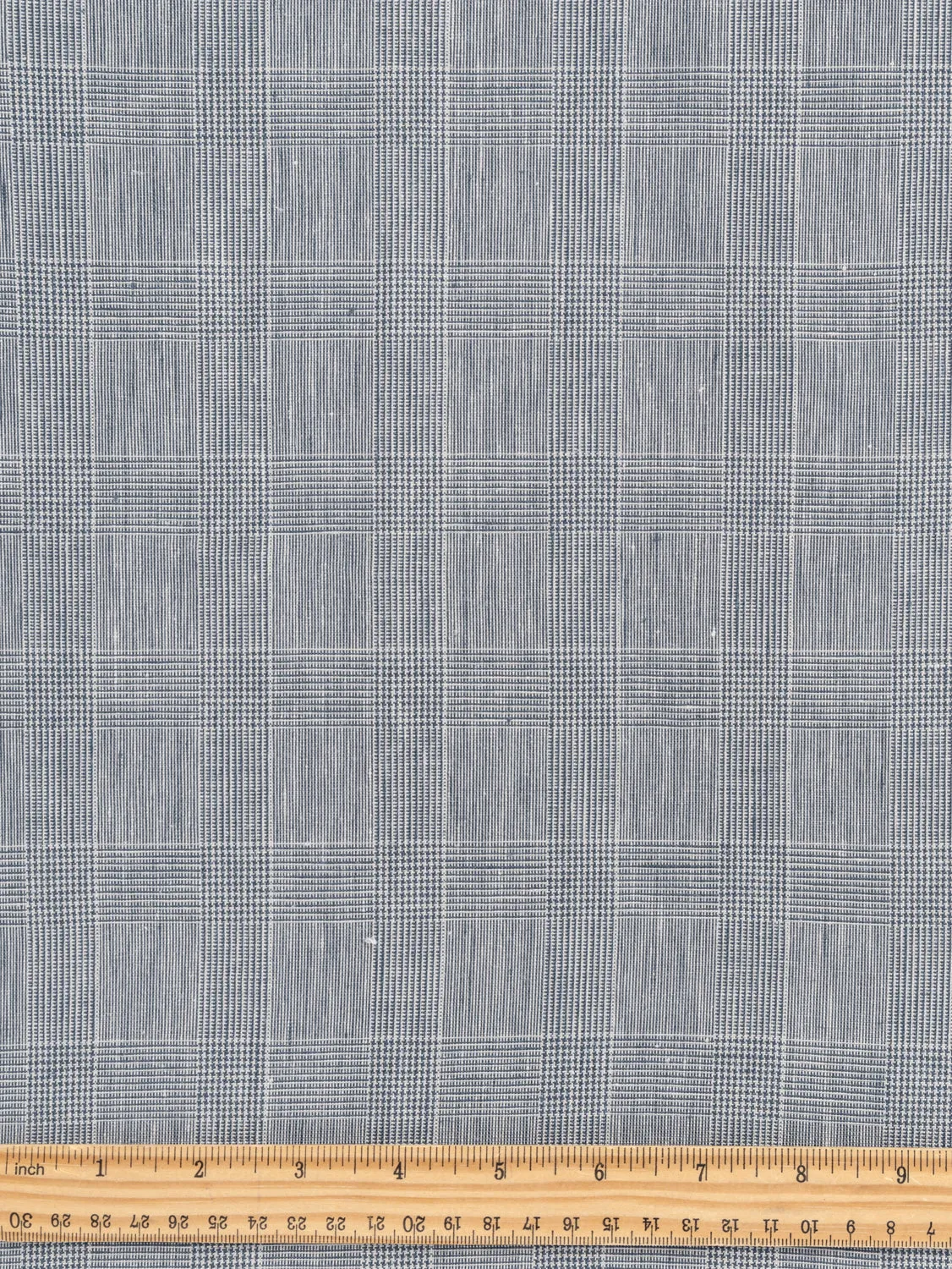 Yarn Dyed Glen Check Irish Linen Suiting Deadstock - Cream   Grey - Swatch