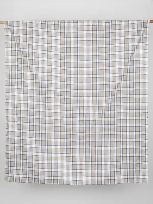 Yarn Dyed Plaid Irish Linen Suiting Deadstock - Beige   Green   White - Swatch